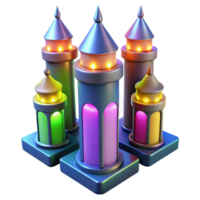 beautiful rustic Luminous Towers Festive 3D Render of Illuminated Structures high quality png