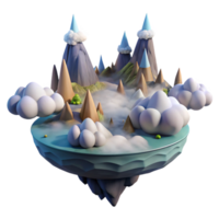 extraordinary contemporary Floating Island 3D Stylized Cloudscape, Misty Mountains genuine png