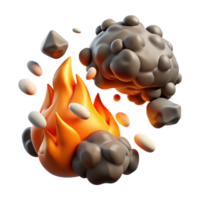 wonderful abstract Animated Fire and Rocks 3D Render high resolution png