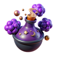 vibrant classic Magical Potion, 3D Render, Purple Bubbles, Fantasy original png