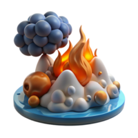 dramatic minimalist Abstract 3D Render Fire, Bubbles, and Forms high resolution png