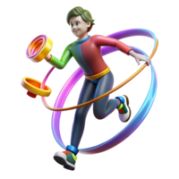 magnificent traditional Active Child 3D Model Colorful Fun Run 4K png