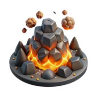 magnificent traditional Molten Rock Formation 3D Render of Glowing Volcanic Stones genuine png