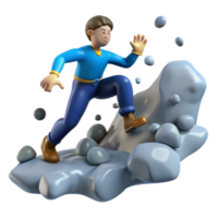 elegant minimalist 3D Cartoon Character Ascending Rocky Path professional png