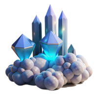 impressive vintage Crystals on Clouds A 3D Render of Glowing Gems original png