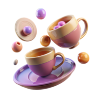 magnificent creative Floating Cups and Colorful Spheres A 3D Render high quality png