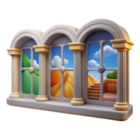 serene contemporary Triple Arch Window with Scenic Views high resolution png