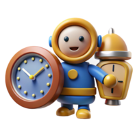 extraordinary minimalist Time Management Cute 3D Astronaut with Clocks professional png