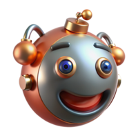 impressive vintage Joyful Robot Emoji 3D Render of a Happy Metallic Bot original png
