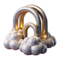 wonderful rustic Golden Arches in Clouds Abstract 3D Render detailed png