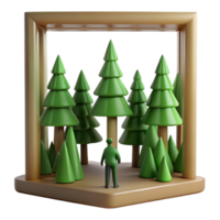 wonderful abstract Miniature Forest Scene 3D Render of Coniferous Trees professional png
