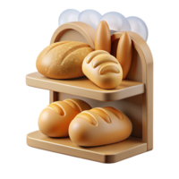 beautiful traditional Bakery Shelf with Assortment of Breads high resolution png