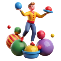 elegant classic 3D Render Boy Juggling Colorful Balls authentic png