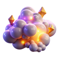 serene classic Abstract 3D Render Glowing Cloud with Geometric Shapes high resolution png