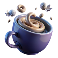magnificent rustic Whimsical Coffee Swirl 3D Render of Creamy Beverage original png