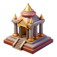 dramatic artistic Golden Temple 3D Model Architecture, Design, Columns, Dome, Steps premium png