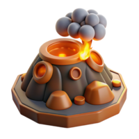 elegant rustic Stylized Volcano 3D Model Eruption, Lava, Smoke authentic png