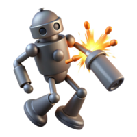 beautiful traditional Robot Exploding Fireworks 3D Render genuine png