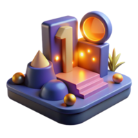 vibrant creative Number One Abstract 3D Render high resolution png