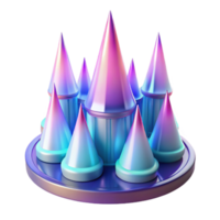 serene minimalist Iridescent Conical Castle 3D Render of Fantasy Architecture high resolution png