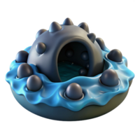 dramatic classic Abstract 3D Render Spiky Orb in Blue Liquid 4K png
