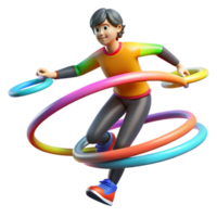vibrant vintage Colorful Hoops Fun 3D Boy Active Play high resolution png