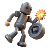elegant abstract Robot with Bomb 3D Render of a Mechanical Figure high quality png