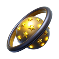 dramatic traditional Golden Sphere with Ring and Stars 3D Render authentic png