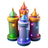 stunning rustic Colorful Towers A Glowing 3D Castle Illustration professional png