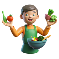 stunning modern Happy Gardener with Fresh Salad and Vegetables high resolution png