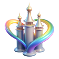 wonderful artistic Rainbow Heart Castle A 3D Fantasy Illustration authentic png