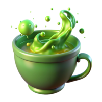 vibrant minimalist Green Liquid Splashing in Cup 3D Render original png