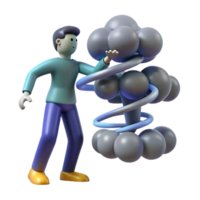 serene contemporary 3D Character Facing a Spiral Explosion exclusive png