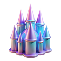 stunning minimalist Iridescent Castle A 3D Render of a Fantasy Structure high resolution png