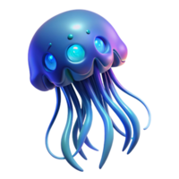 extraordinary contemporary Glowing Jellyfish 3D Render of a Cute, Bio Luminescent Sea Creature detailed png