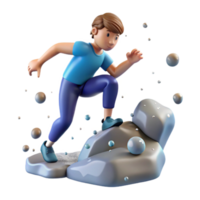 impressive modern Boy Climbing Rocks 3D Animation of an Active Child authentic png