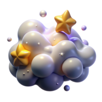 wonderful classic Whimsical 3D Render Stars in a Cloud authentic png