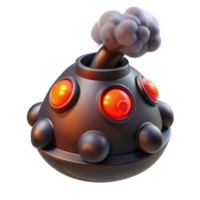 extraordinary abstract Exploding Bomb 3D Render Smoke, Red Lights, Dark Grey high resolution png