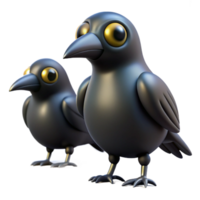 extraordinary modern Cute Cartoon Crows 3D Render of Two Birds high quality png