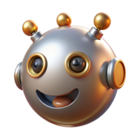 serene minimalist Happy Robot Emoticon 3D Render of a Smiling Metallic Bot detailed png
