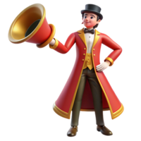 serene rustic Announcer Cartoon 3D Model Red Coat, Megaphone authentic png
