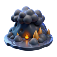 dramatic abstract Stylized 3D Volcanic Landscape with Clouds original png