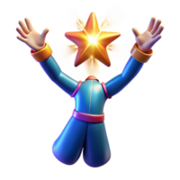 elegant rustic Joyful Starry Character 3D Render exclusive png