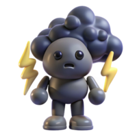 extraordinary modern Gloomy 3D Character with Thunderstorm authentic png