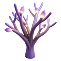 stunning abstract Glowing Purple Tree 3D Render of Illuminated Branches high resolution png