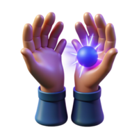 dramatic minimalist 3D Render Glowing Orb in Hands authentic png