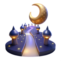 impressive contemporary Crescent Moonlit Path Illuminated Night Scene authentic png