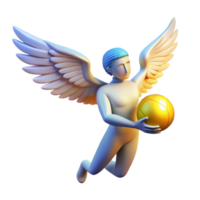 elegant minimalist Angelic Figure with Golden Sphere 3D Render high quality png