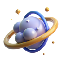 elegant abstract Abstract Cosmic Sphere 3D Render of Planets and Rings high resolution png