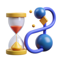 dramatic contemporary Time Management Process Optimization, Efficiency, Productivity, Flow, Workflow, Sand Timer, Abstract, 3D Render, Design high quality png